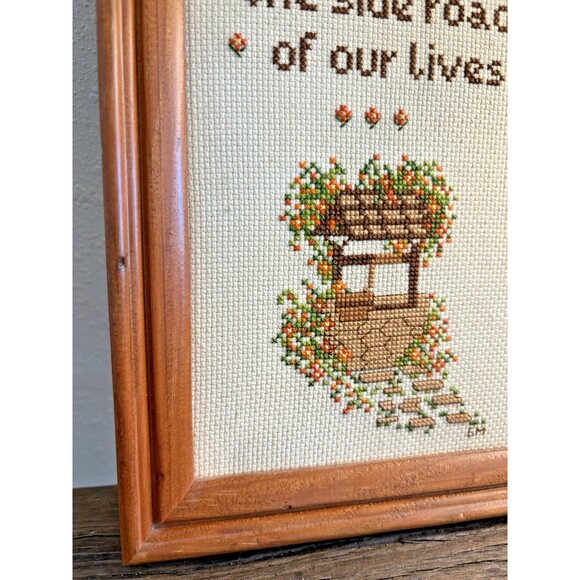 Vintage Cross Stitch Friend and Completed No Glass 13.5X7.5 Inches - Picture 4 of 11